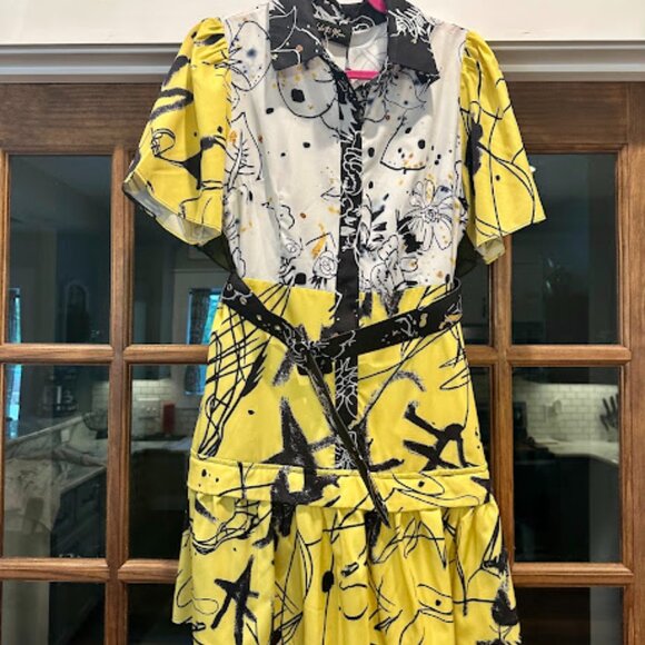 NWT Like the Moon Size Medium Abstract Print‎ Boutique Dress with Belt - Picture 2 of 7